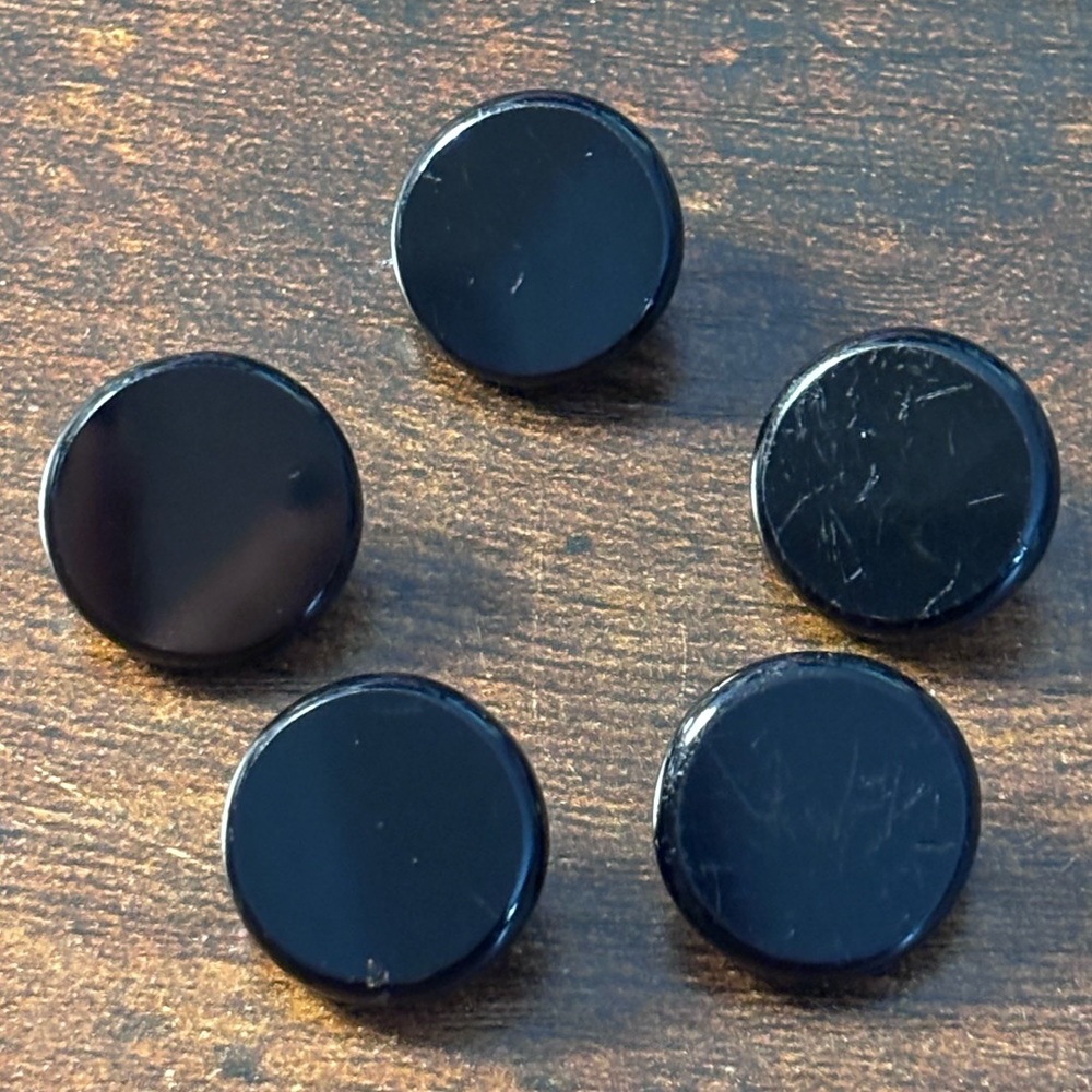 Vintage Black Glass Button Lot (qty 5)